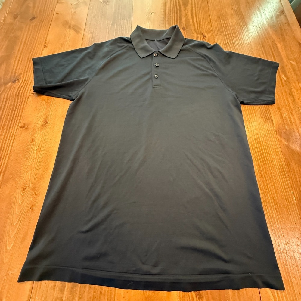 Lululemon Evolution Polo Shirt Men XL Black Short Sleeve‎ Activewear Golf
